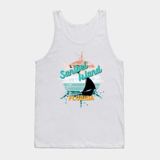 Sanibel Island Florida Retro Exploding Sunset Tank Top